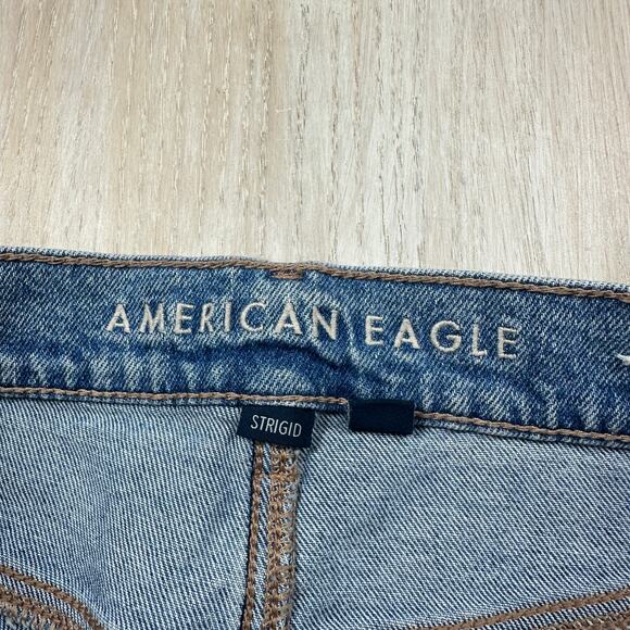 American Eagle Super High Rise Baggy Straight Jeans Light Wash Distressed 8 - Picture 8 of 13